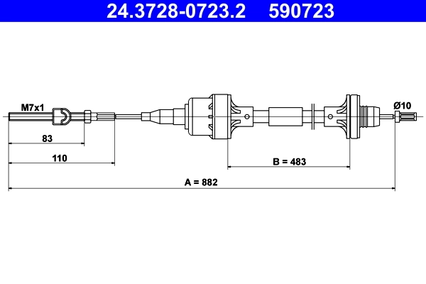 Cable Pull, clutch control 24.3728-0723.2