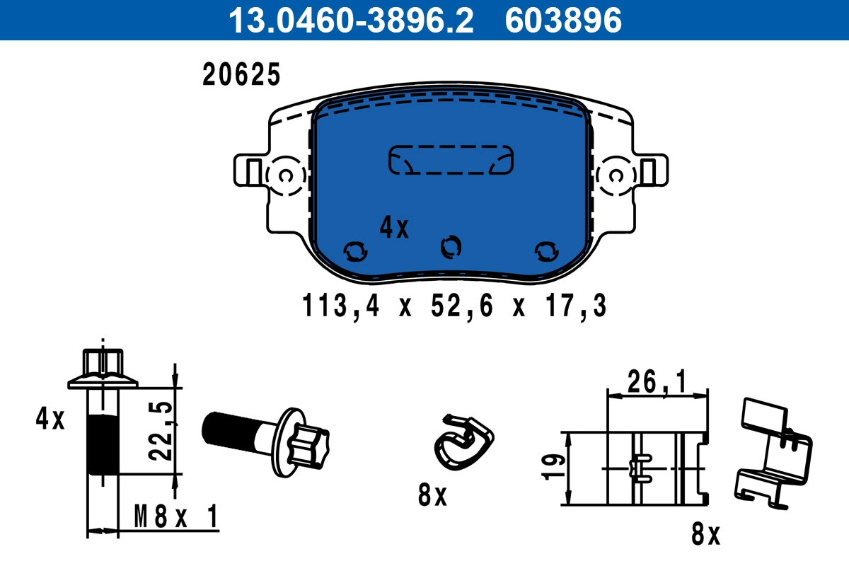 Brake Pad Set, disc brake 13.0460-3896.2