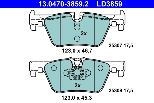 Brake Pad Set, disc brake ATE Ceramic 13.0470-3859.2