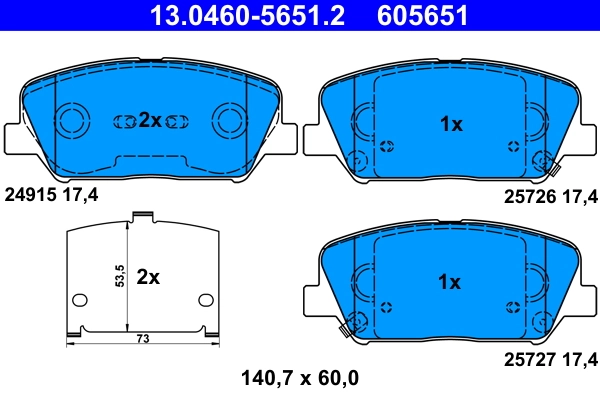 Brake Pad Set, disc brake 13.0460-5651.2