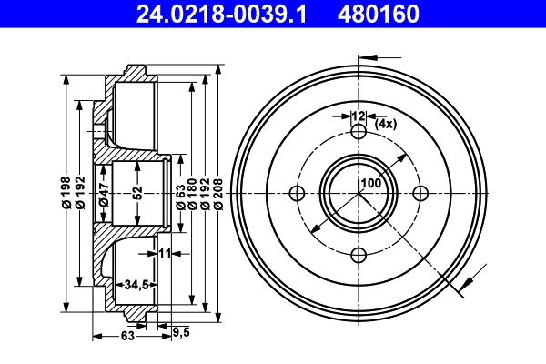 Brake Drum 24.0218-0039.1