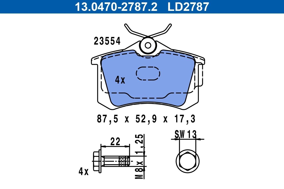 Brake Pad Set, disc brake ATE Ceramic 13.0470-2787.2