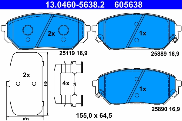 Brake Pad Set, disc brake 13.0460-5638.2