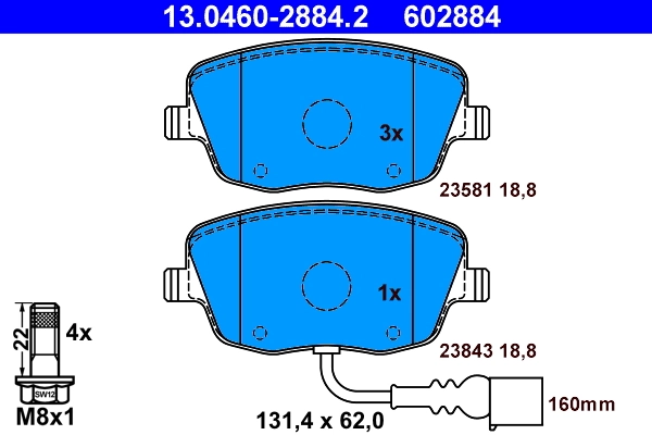Brake Pad Set, disc brake 13.0460-2884.2