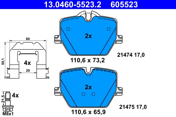 Brake Pad Set, disc brake 13.0460-5523.2