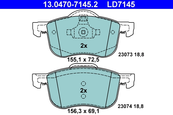 Brake Pad Set, disc brake ATE Ceramic 13.0470-7145.2