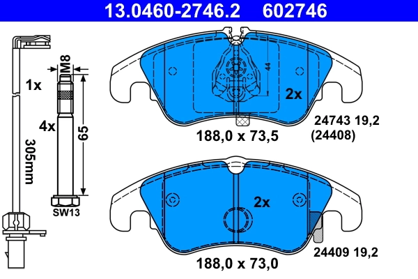 Brake Pad Set, disc brake 13.0460-2746.2