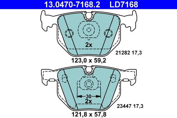 Brake Pad Set, disc brake ATE Ceramic 13.0470-7168.2