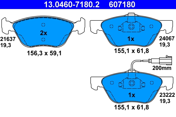 Brake Pad Set, disc brake 13.0460-7180.2