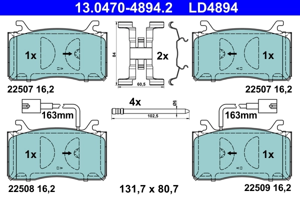 Brake Pad Set, disc brake ATE Ceramic 13.0470-4894.2