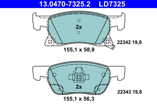 Brake Pad Set, disc brake ATE Ceramic 13.0470-7325.2