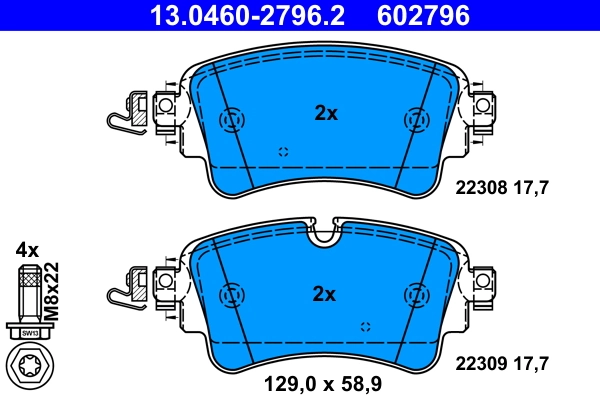 Brake Pad Set, disc brake 13.0460-2796.2