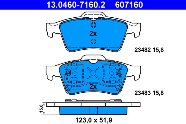 Brake Pad Set, disc brake 13.0460-7160.2