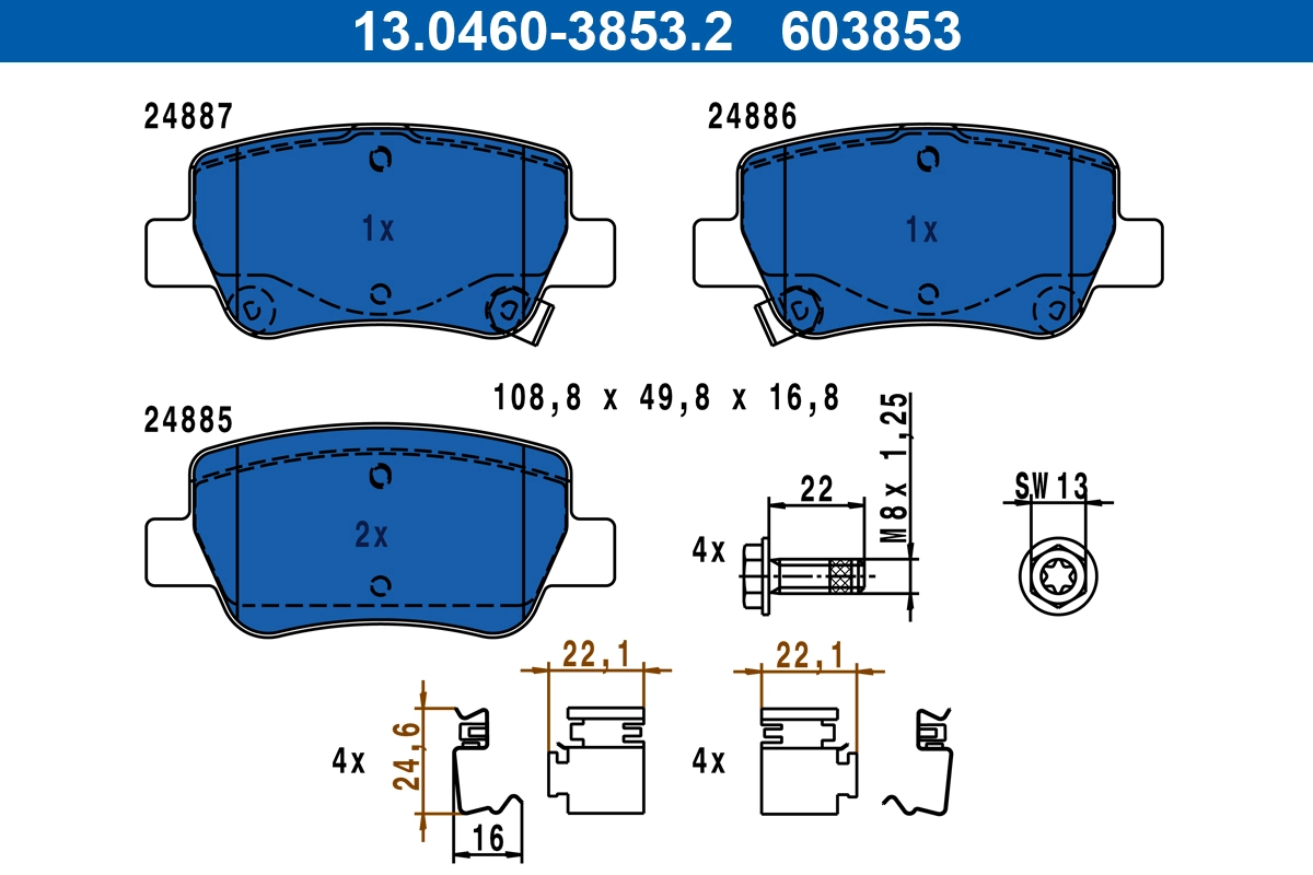 Brake Pad Set, disc brake 13.0460-3853.2