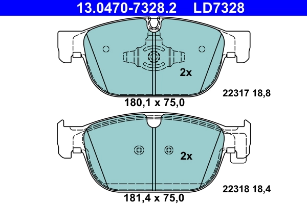 Brake Pad Set, disc brake ATE Ceramic 13.0470-7328.2