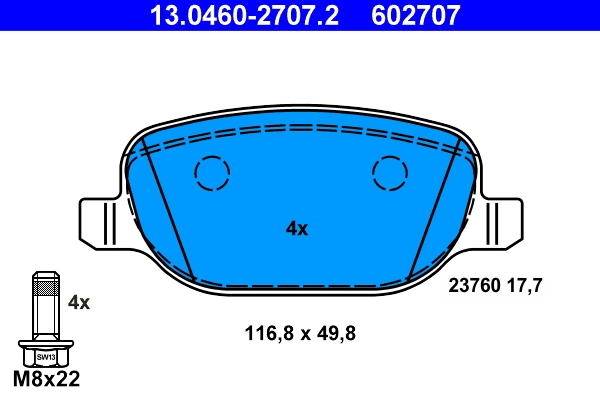 Brake Pad Set, disc brake 13.0460-2707.2