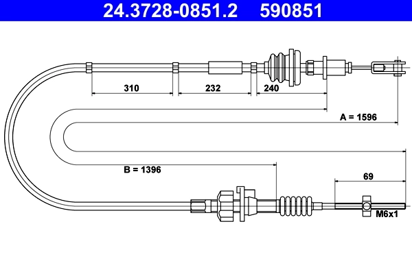 Cable Pull, clutch control 24.3728-0851.2