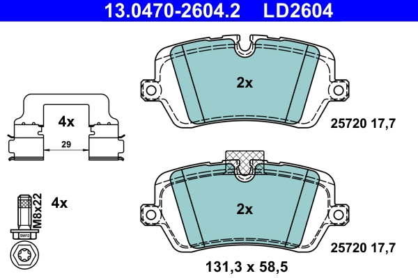 Brake Pad Set, disc brake ATE Ceramic 13.0470-2604.2