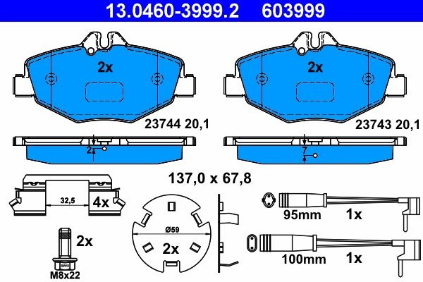 Brake Pad Set, disc brake 13.0460-3999.2