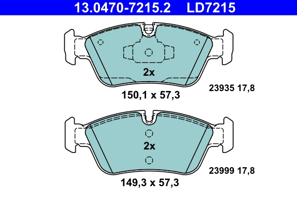Brake Pad Set, disc brake ATE Ceramic 13.0470-7215.2
