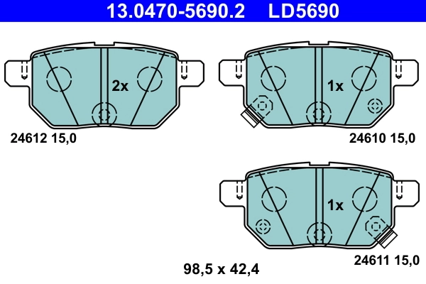 Brake Pad Set, disc brake ATE Ceramic 13.0470-5690.2