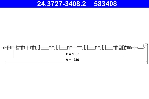 Cable Pull, parking brake 24.3727-3408.2