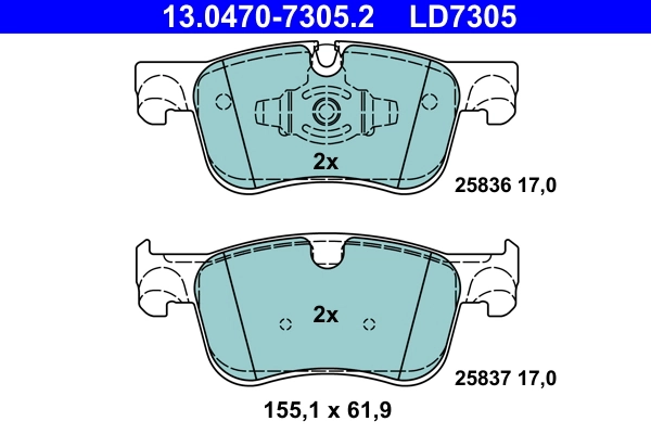 Brake Pad Set, disc brake ATE Ceramic 13.0470-7305.2