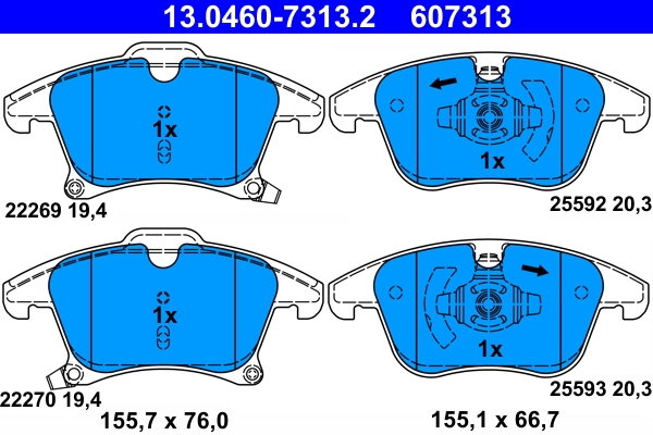 Brake Pad Set, disc brake 13.0460-7313.2