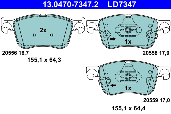 Brake Pad Set, disc brake ATE Ceramic 13.0470-7347.2