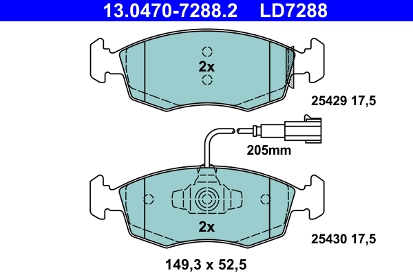 Brake Pad Set, disc brake ATE Ceramic 13.0470-7288.2