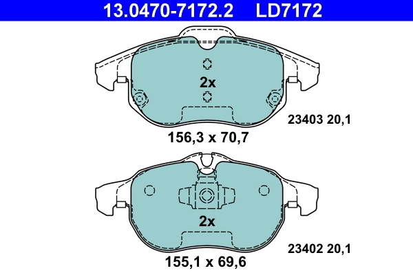 Brake Pad Set, disc brake ATE Ceramic 13.0470-7172.2