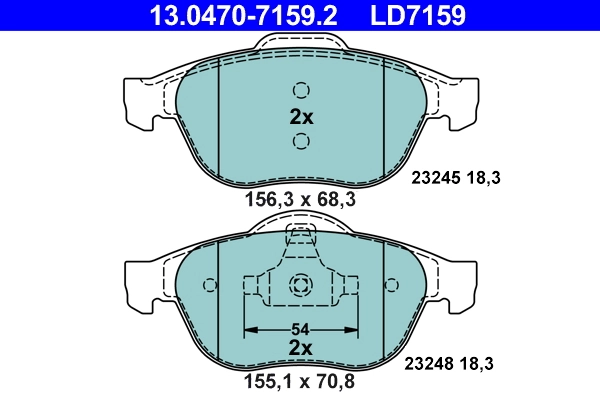 Brake Pad Set, disc brake ATE Ceramic 13.0470-7159.2