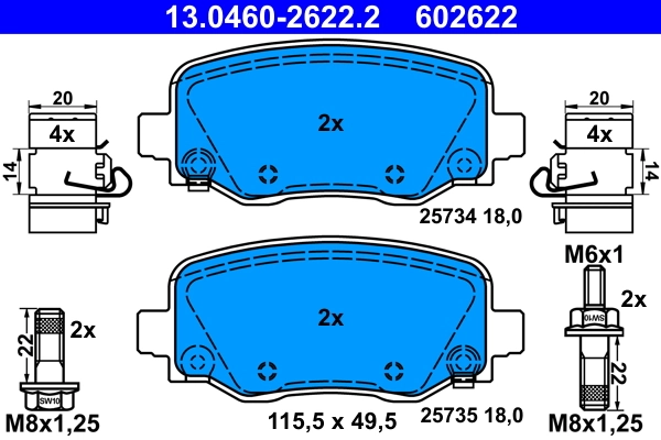 Brake Pad Set, disc brake 13.0460-2622.2