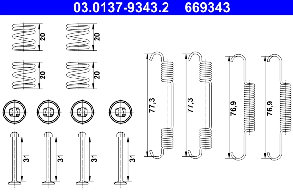 Accessory Kit, parking brake shoes 03.0137-9343.2