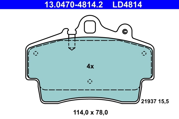 Brake Pad Set, disc brake ATE Ceramic 13.0470-4814.2