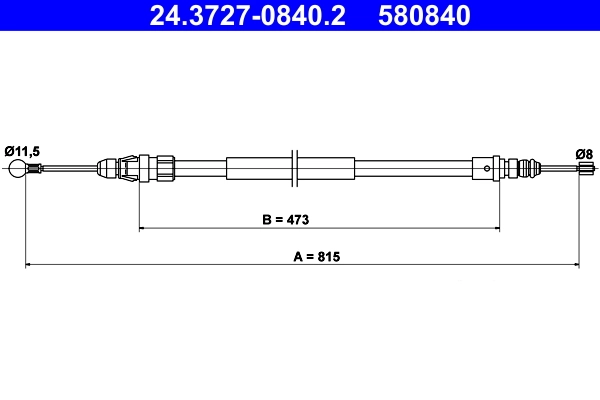 Cable Pull, parking brake 24.3727-0840.2