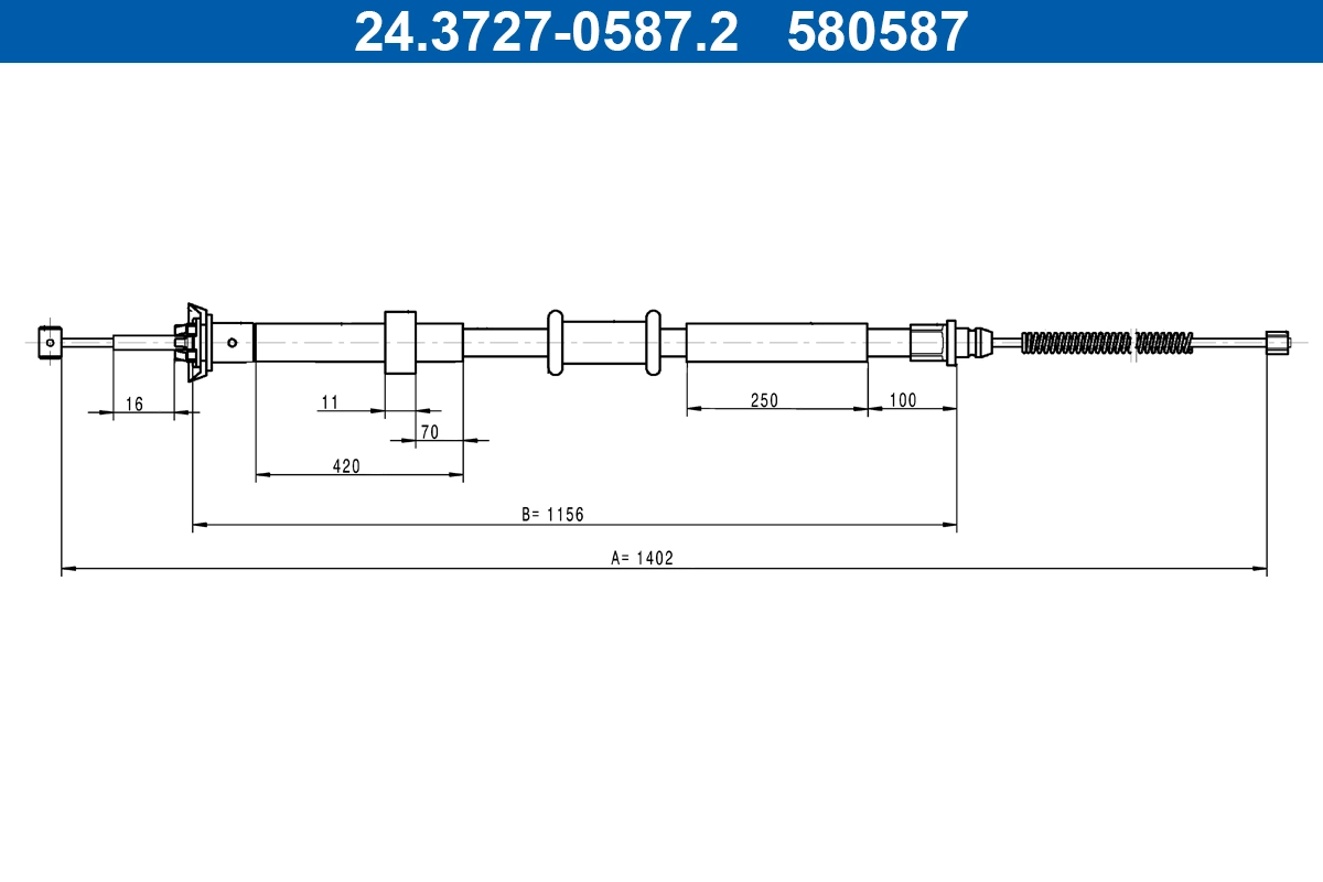 Cable Pull, parking brake 24.3727-0587.2