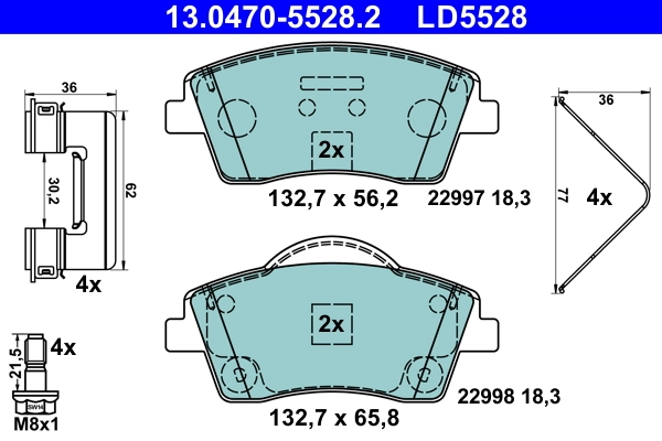 Brake Pad Set, disc brake ATE Ceramic 13.0470-5528.2