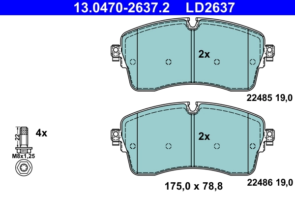 Brake Pad Set, disc brake ATE Ceramic 13.0470-2637.2