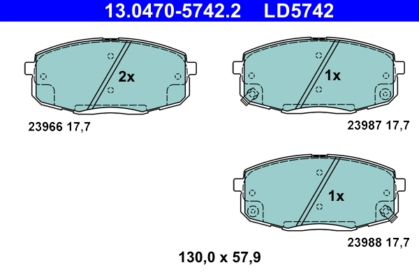 Brake Pad Set, disc brake ATE Ceramic 13.0470-5742.2