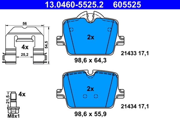 Brake Pad Set, disc brake 13.0460-5525.2