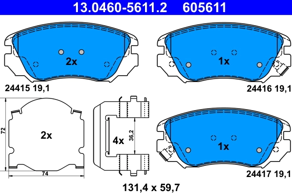 Brake Pad Set, disc brake 13.0460-5611.2
