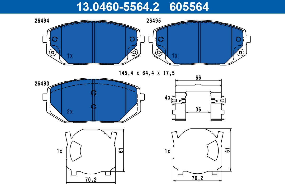 Brake Pad Set, disc brake 13.0460-5564.2