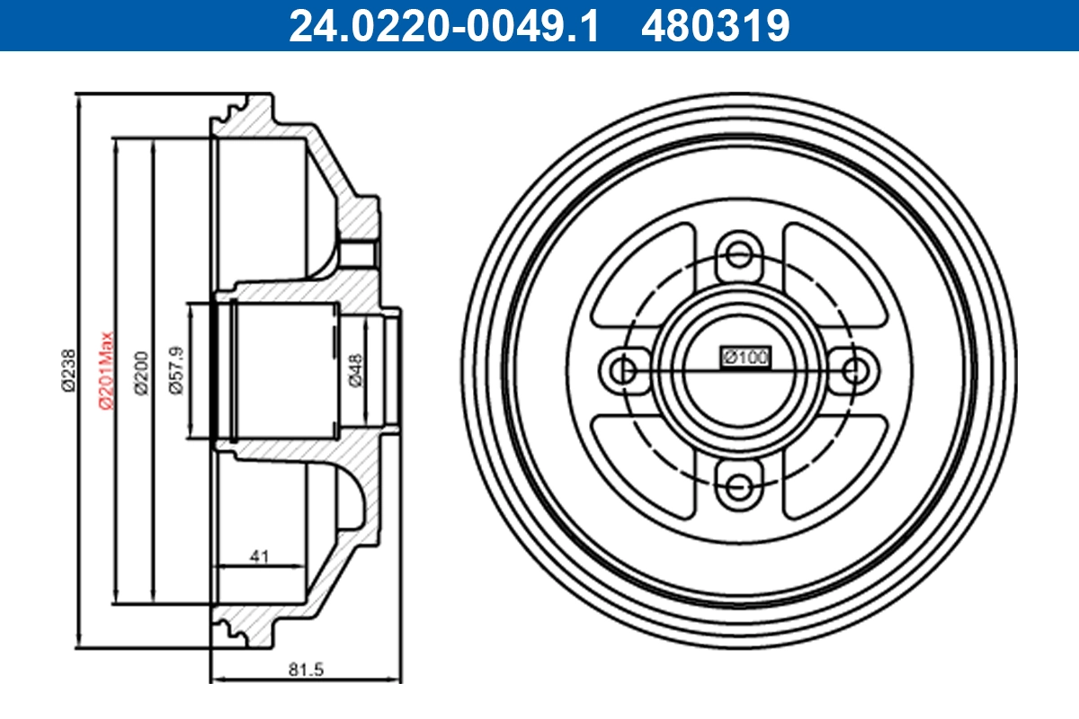 Brake Drum 24.0220-0049.1