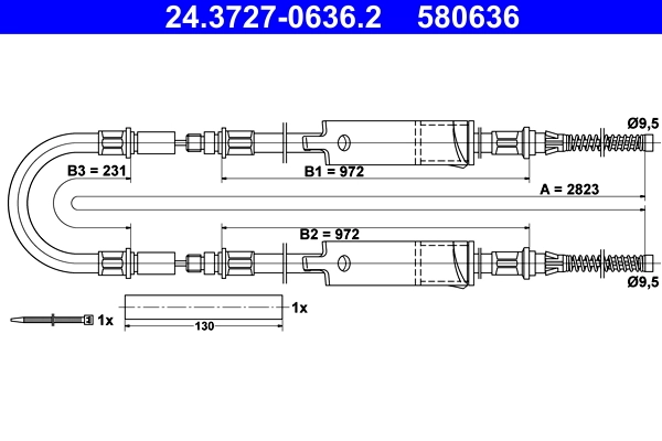 Cable Pull, parking brake 24.3727-0636.2