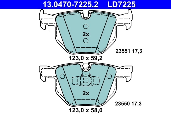 Brake Pad Set, disc brake ATE Ceramic 13.0470-7225.2