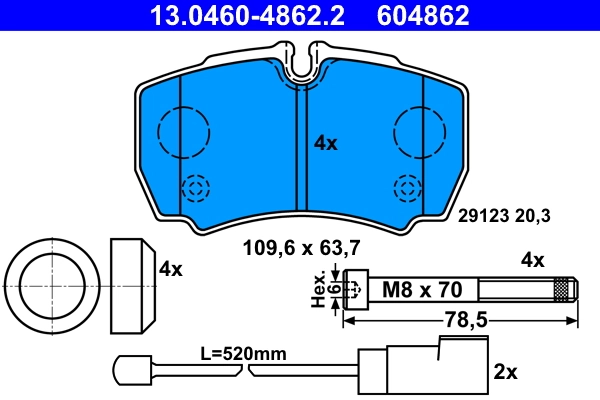 Brake Pad Set, disc brake 13.0460-4862.2