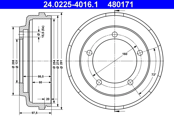 Brake Drum 24.0225-4016.1