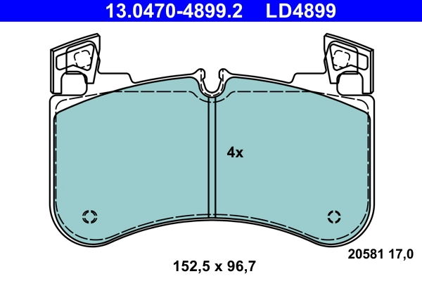 Brake Pad Set, disc brake ATE Ceramic 13.0470-4899.2