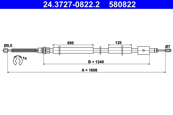 Cable Pull, parking brake 24.3727-0822.2